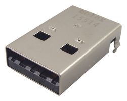 MOLEX 48037-0001 USB Connector, USB Type A, USB 2.0, Plug, 4 Ways, Through Hole Mount, Right Angle