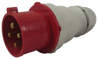 WALTHER 230406 Pin & Sleeve Connector, 32 A, 400 V, Cable Mount, Plug, 3P+E, Red, White